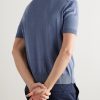 Slim-Fit Striped Pointelle-Knit Silk and Cotton-Blend Polo Shirt - BK Slim-Fit Striped Pointelle-Knit Silk and Cotton-Blend Polo Shirt - BK
