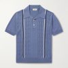 Slim-Fit Striped Pointelle-Knit Silk and Cotton-Blend Polo Shirt Slim-Fit Striped Pointelle-Knit Silk and Cotton-Blend Polo Shirt
