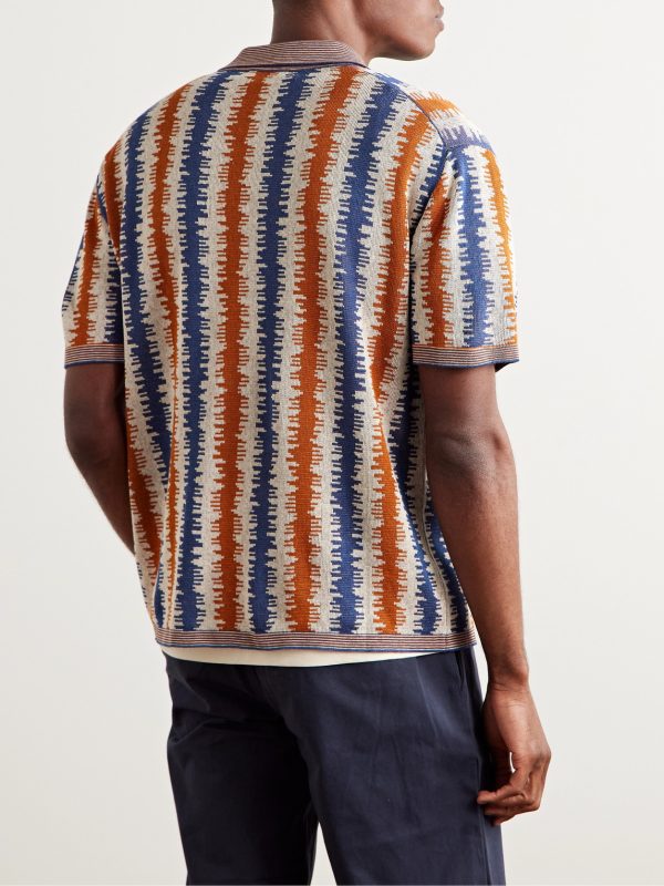 Striped Silk and Linen-Blend Jacquard Shirt - BK Striped Silk and Linen-Blend Jacquard Shirt - BK