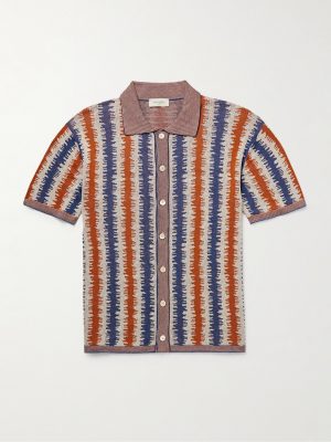 Striped Silk and Linen-Blend Jacquard Shirt Striped Silk and Linen-Blend Jacquard Shirt