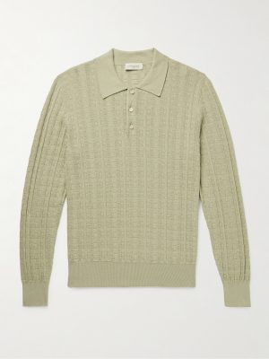 Slim-Fit Pointelle-Knit Silk and Cotton-Blend Polo Shirt Slim-Fit Pointelle-Knit Silk and Cotton-Blend Polo Shirt