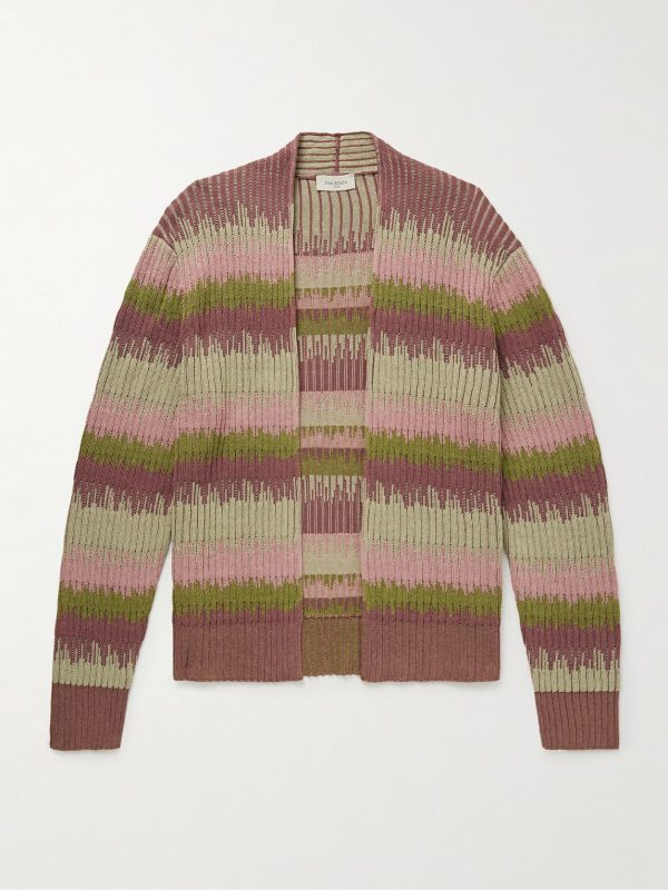 Striped Silk and Linen-Blend Cardigan Striped Silk and Linen-Blend Cardigan
