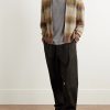 Striped Silk and Linen-Blend Cardigan - OU Striped Silk and Linen-Blend Cardigan - OU
