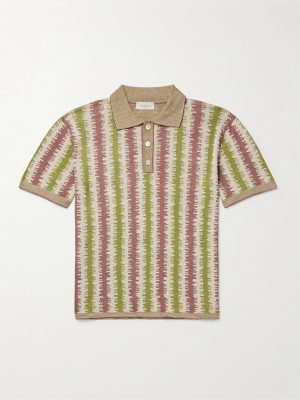 Striped Silk and Linen-Blend Jacquard Polo Shirt Striped Silk and Linen-Blend Jacquard Polo Shirt
