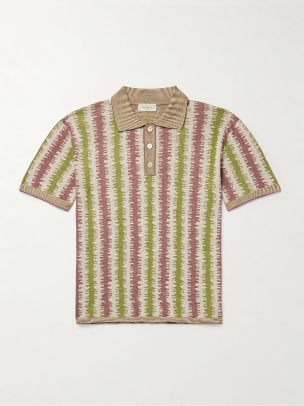 Striped Silk and Linen-Blend Jacquard Polo Shirt Striped Silk and Linen-Blend Jacquard Polo Shirt