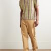 Striped Silk and Linen-Blend Jacquard Polo Shirt - OU Striped Silk and Linen-Blend Jacquard Polo Shirt - OU