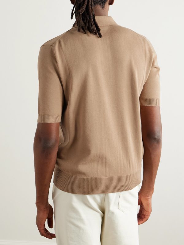 Pointelle-Knit Cotton Polo Shirt - BK