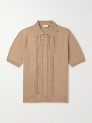 Pointelle-Knit Cotton Polo Shirt