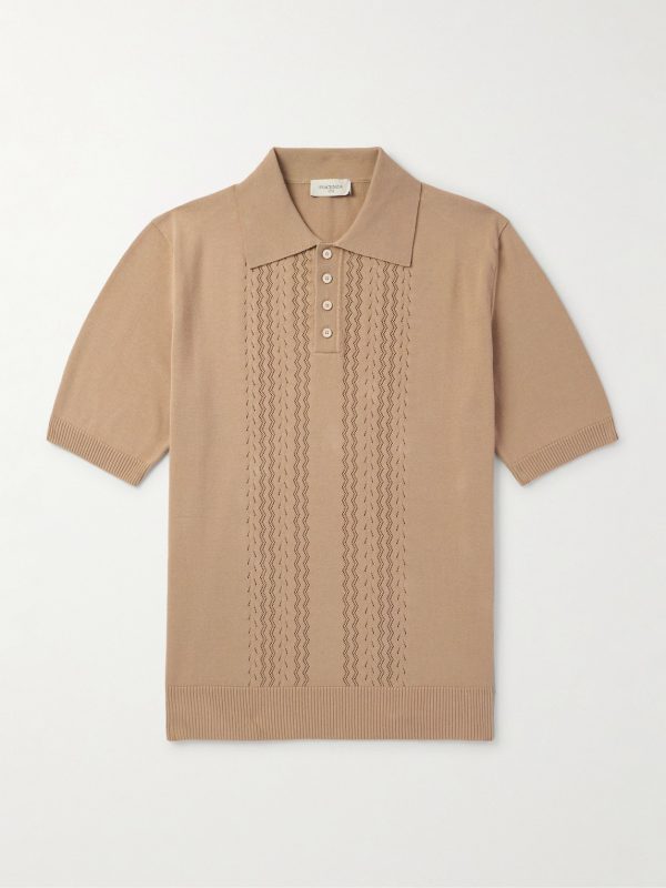 Pointelle-Knit Cotton Polo Shirt