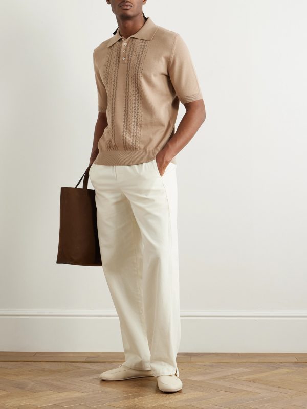Pointelle-Knit Cotton Polo Shirt - OU