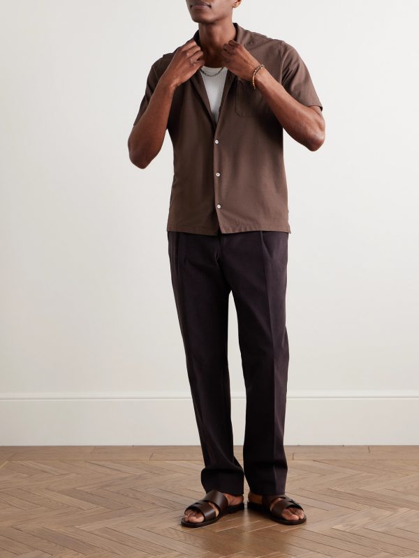 Zanone Camp-Collar Cotton-Jersey Shirt - OU