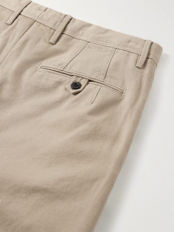 Slim-Fit Pleated Cotton-Twill Trousers - CU