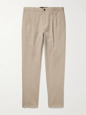 Slim-Fit Pleated Cotton-Twill Trousers Slim-Fit Pleated Cotton-Twill Trousers