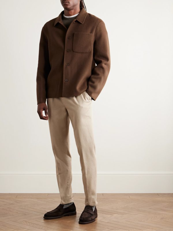 Slim-Fit Pleated Cotton-Twill Trousers - OU