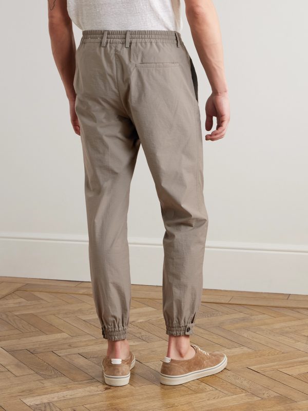 Teknosartorial Slim-Fit Tapered Cotton-Blend Poplin Drawstring Trousers - BK