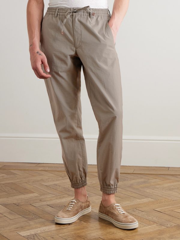 Teknosartorial Slim-Fit Tapered Cotton-Blend Poplin Drawstring Trousers - FR