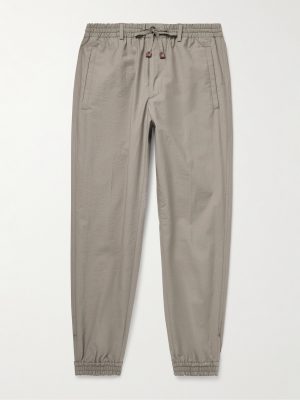 Teknosartorial Slim-Fit Tapered Cotton-Blend Poplin Drawstring Trousers