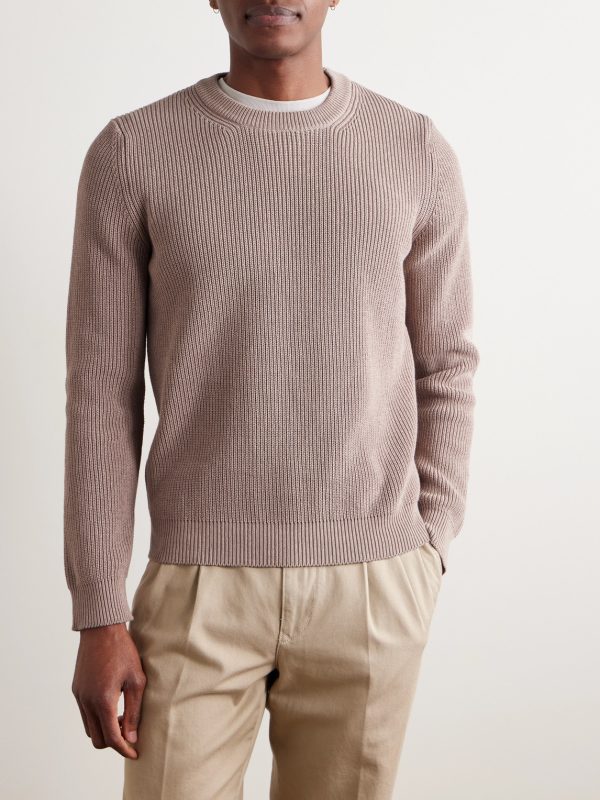 Zanone Ribbed Cotton Crêpe Sweater - FR Zanone Ribbed Cotton Crêpe Sweater - FR