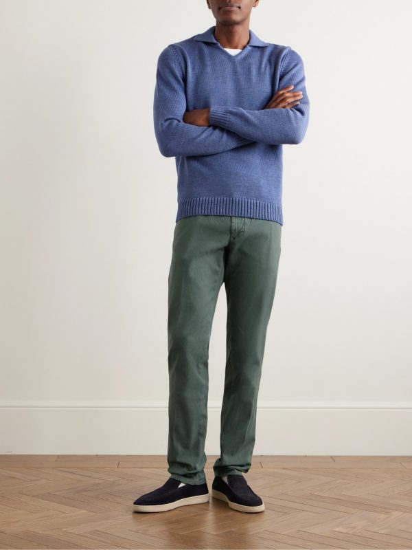 Slim-Fit Panama Stretch-Cotton Canvas Trousers - OU Slim-Fit Panama Stretch-Cotton Canvas Trousers - OU