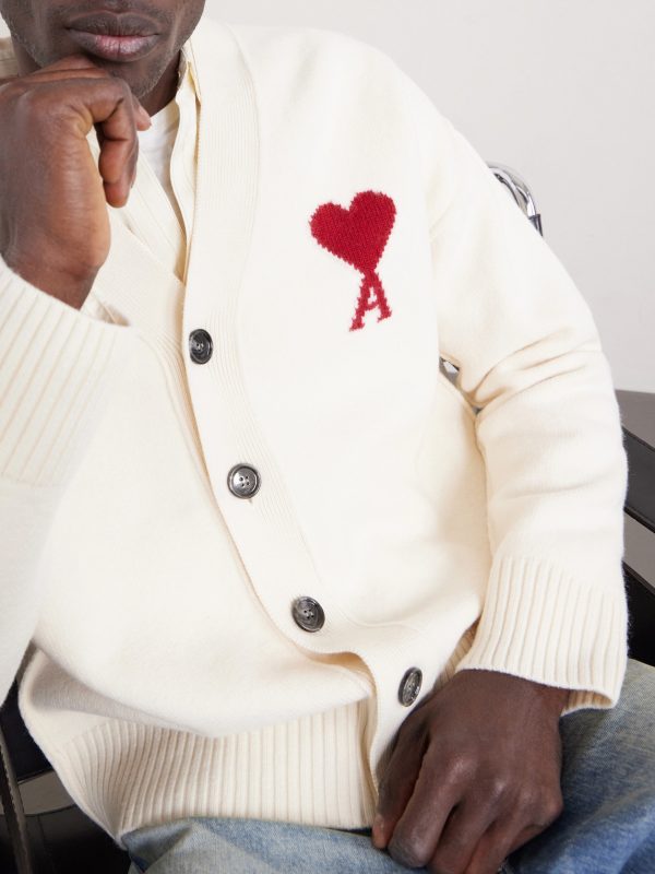 Logo-Intarsia Merino Wool Cardigan - CU Logo-Intarsia Merino Wool Cardigan - CU