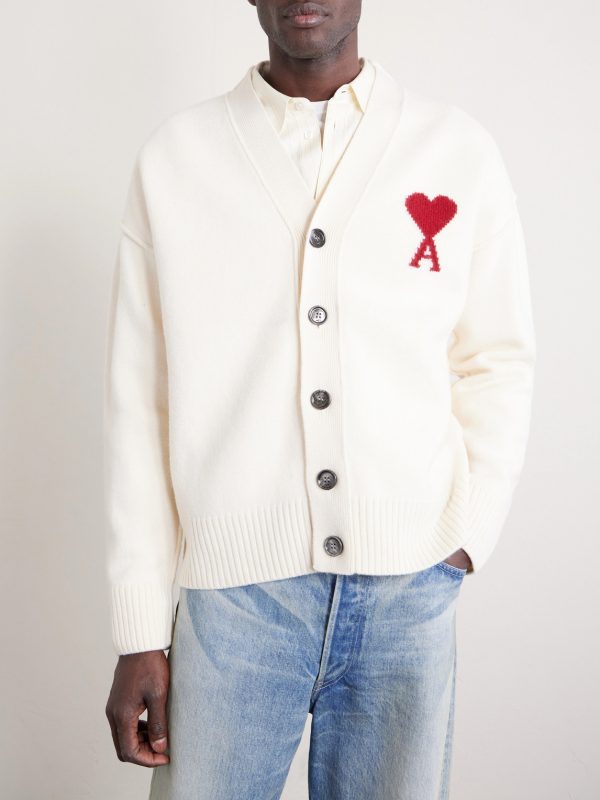 Logo-Intarsia Merino Wool Cardigan - FR Logo-Intarsia Merino Wool Cardigan - FR