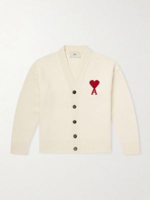 Logo-Intarsia Merino Wool Cardigan