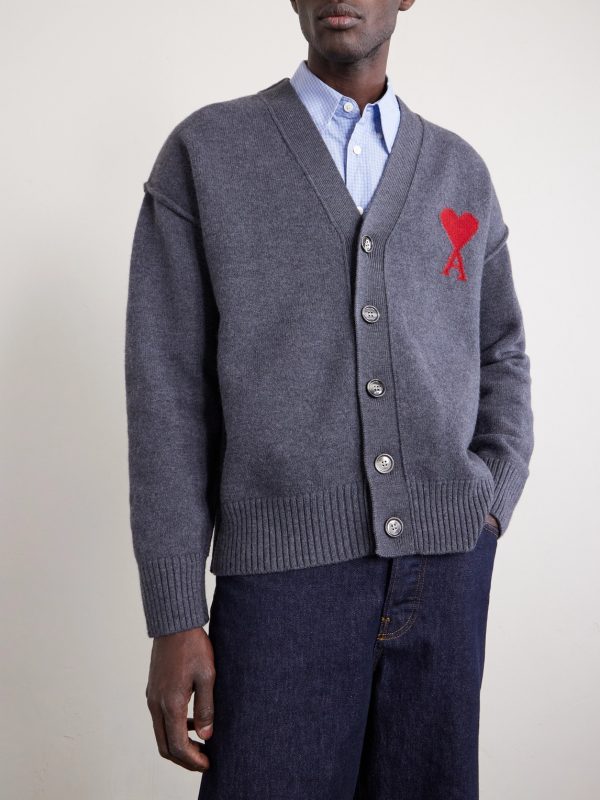 Logo-Intarsia Merino Wool Cardigan - FR Logo-Intarsia Merino Wool Cardigan - FR