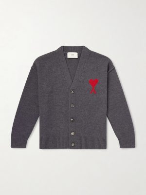Logo-Intarsia Merino Wool Cardigan