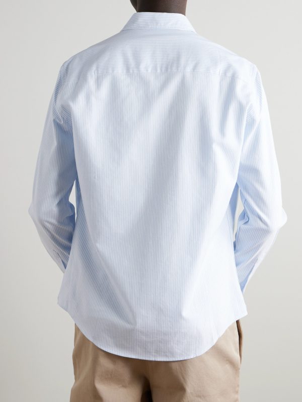 ADC Button-Down Collar Logo-Embroidered Striped Cotton Oxford Shirt - BK