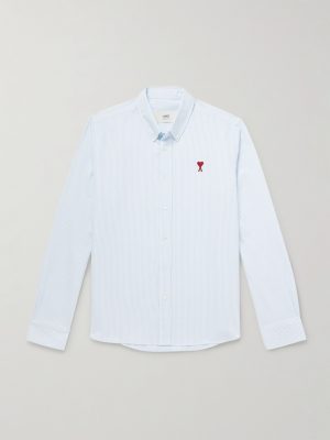 ADC Button-Down Collar Logo-Embroidered Striped Cotton Oxford Shirt ADC Button-Down Collar Logo-Embroidered Striped Cotton Oxford Shirt