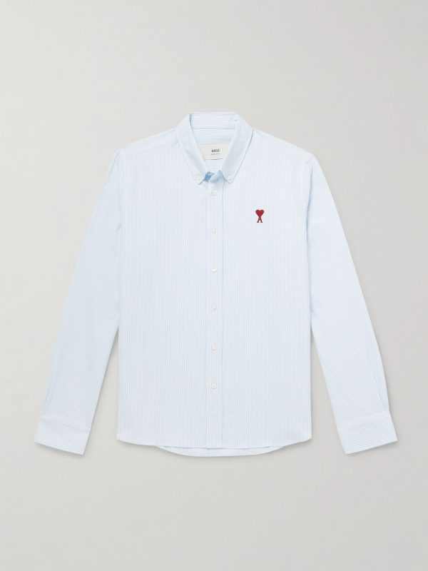 ADC Button-Down Collar Logo-Embroidered Striped Cotton Oxford Shirt