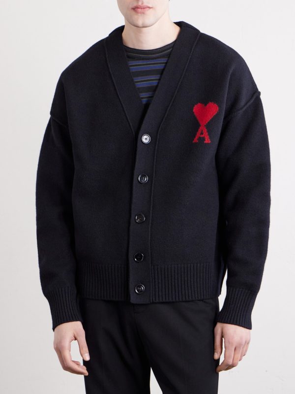 Logo-Intarsia Virgin Wool Cardigan - FR Logo-Intarsia Virgin Wool Cardigan - FR