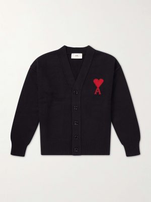 Logo-Intarsia Virgin Wool Cardigan