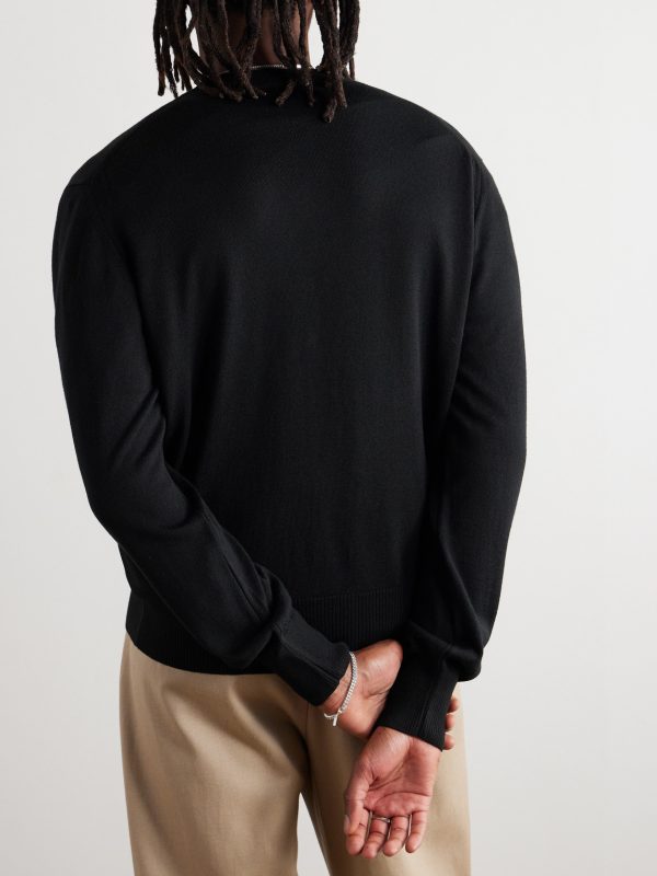 Slim-Fit Logo-Embroidered Merino Wool Cardigan - BK Slim-Fit Logo-Embroidered Merino Wool Cardigan - BK
