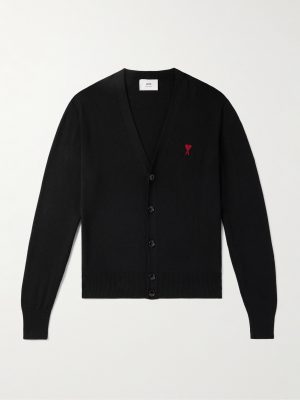 Slim-Fit Logo-Embroidered Merino Wool Cardigan