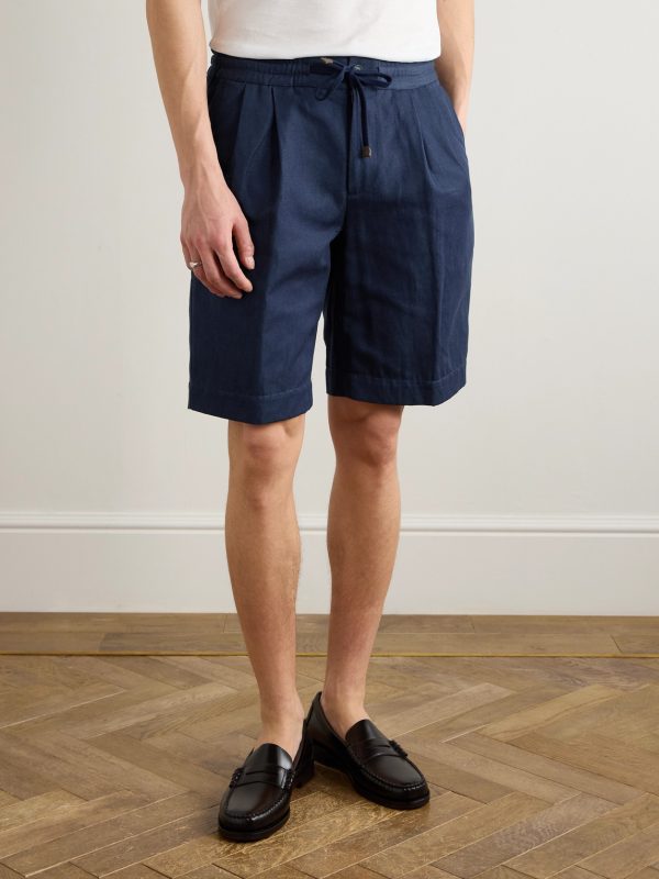 Venezia 1951 Straight-Leg Cotton and Linen-Blend Twill Drawstring Bermuda Shorts - FR Venezia 1951 Straight-Leg Cotton and Linen-Blend Twill Drawstring Bermuda Shorts - FR