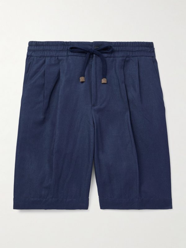 Venezia 1951 Straight-Leg Cotton and Linen-Blend Twill Drawstring Bermuda Shorts Venezia 1951 Straight-Leg Cotton and Linen-Blend Twill Drawstring Bermuda Shorts