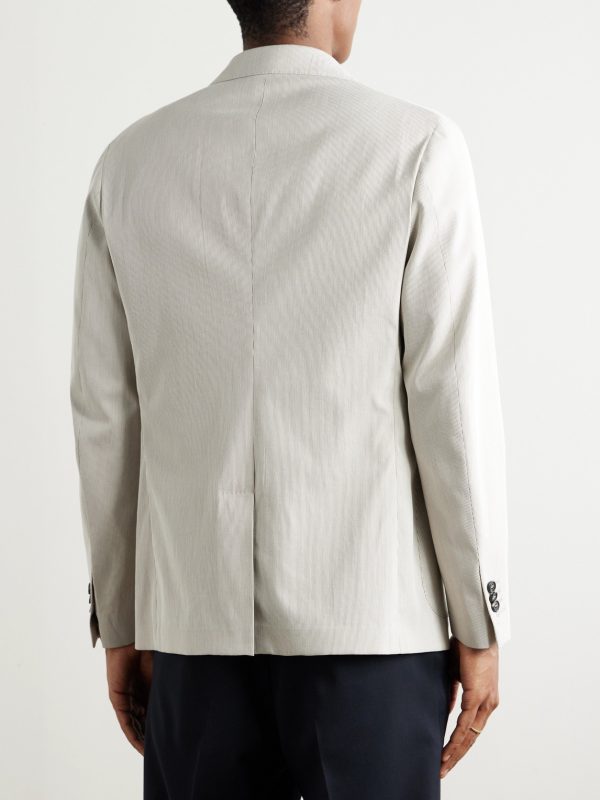 Slim-Fit Striped Cotton Suit Jacket - BK Slim-Fit Striped Cotton Suit Jacket - BK