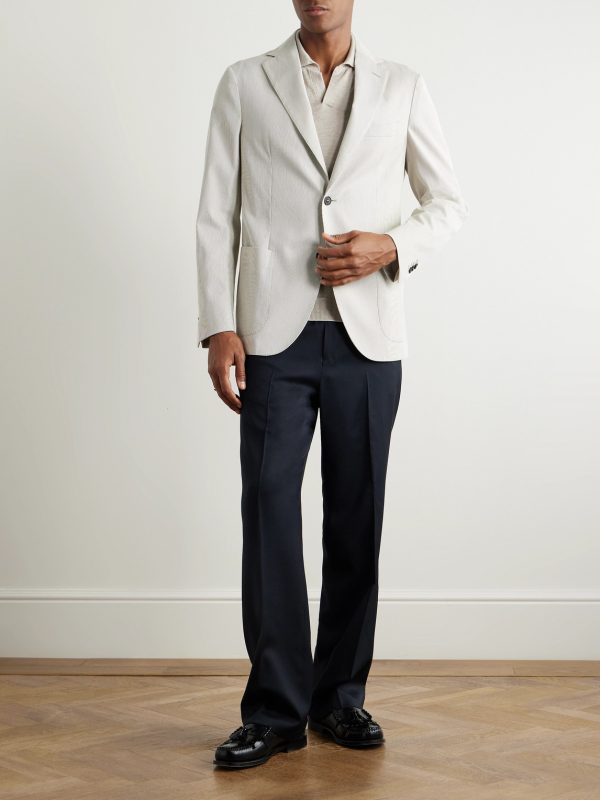 Slim-Fit Striped Cotton Suit Jacket - OU Slim-Fit Striped Cotton Suit Jacket - OU