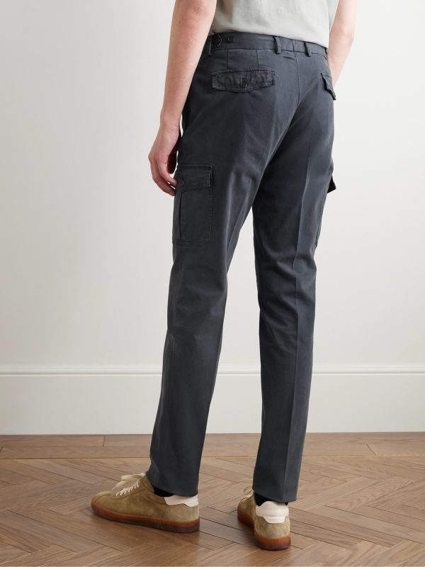 Venezia 1951 Slim-Fit Tapered Garment-Dyed Cotton-Blend Twill Cargo Trousers - BK Venezia 1951 Slim-Fit Tapered Garment-Dyed Cotton-Blend Twill Cargo Trousers - BK