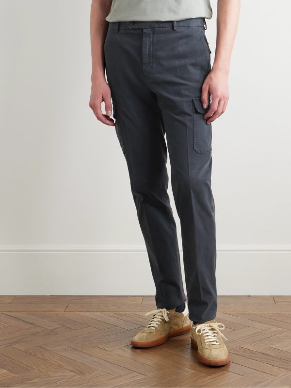 Venezia 1951 Slim-Fit Tapered Garment-Dyed Cotton-Blend Twill Cargo Trousers - FR Venezia 1951 Slim-Fit Tapered Garment-Dyed Cotton-Blend Twill Cargo Trousers - FR