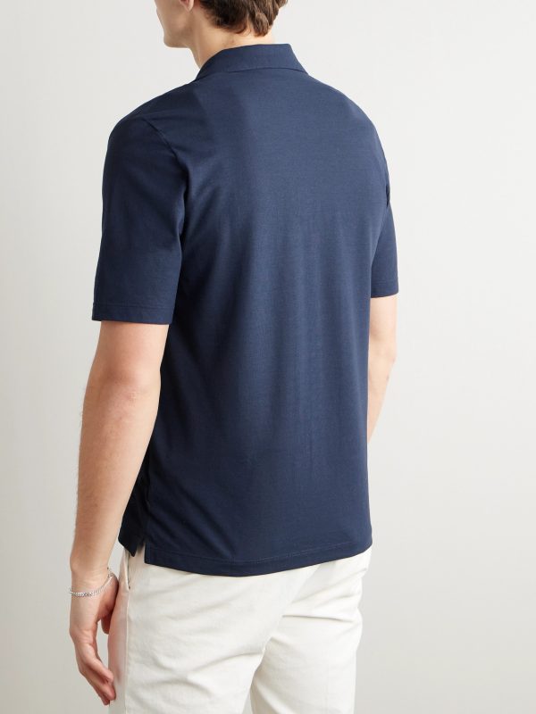 Zanone Camp-Collar Cotton-Jersey Shirt - BK Zanone Camp-Collar Cotton-Jersey Shirt - BK