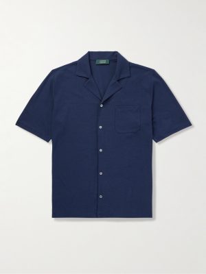 Zanone Camp-Collar Cotton-Jersey Shirt Zanone Camp-Collar Cotton-Jersey Shirt