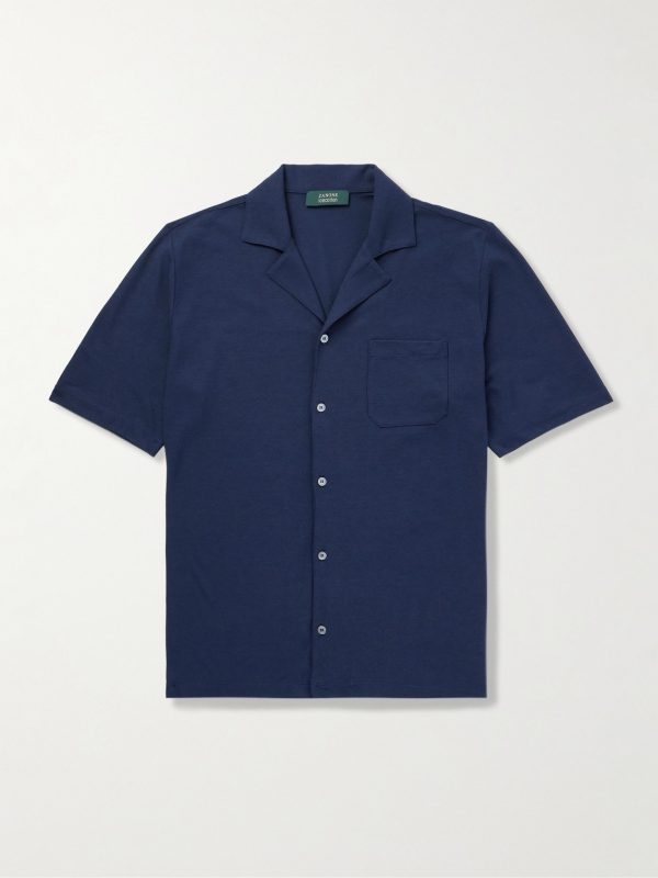 Zanone Camp-Collar Cotton-Jersey Shirt Zanone Camp-Collar Cotton-Jersey Shirt