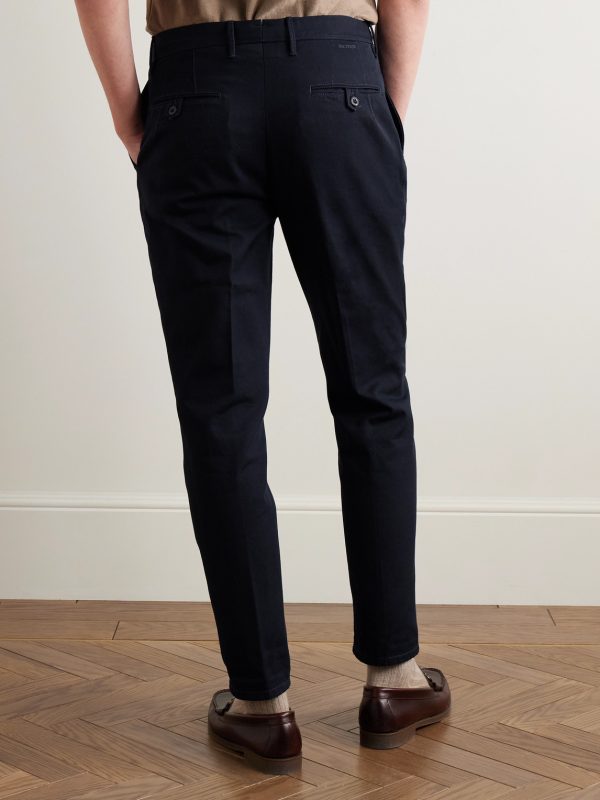 Slim-Fit Pleated Cotton-Twill Trousers - BK Slim-Fit Pleated Cotton-Twill Trousers - BK