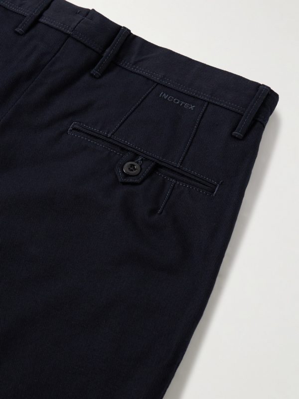 Slim-Fit Pleated Cotton-Twill Trousers - CU Slim-Fit Pleated Cotton-Twill Trousers - CU