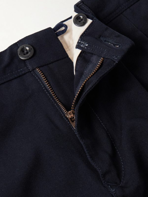 Slim-Fit Pleated Cotton-Twill Trousers - E1 Slim-Fit Pleated Cotton-Twill Trousers - E1