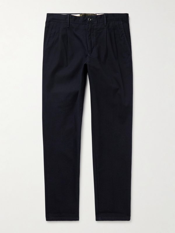 Slim-Fit Pleated Cotton-Twill Trousers Slim-Fit Pleated Cotton-Twill Trousers