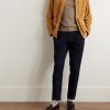 Slim-Fit Pleated Cotton-Twill Trousers - OU Slim-Fit Pleated Cotton-Twill Trousers - OU
