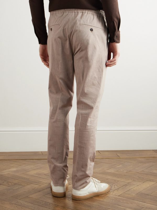Venezia 1951 Slim-Fit Tapered Pleated Striped Cotton-Blend Trousers - BK Venezia 1951 Slim-Fit Tapered Pleated Striped Cotton-Blend Trousers - BK
